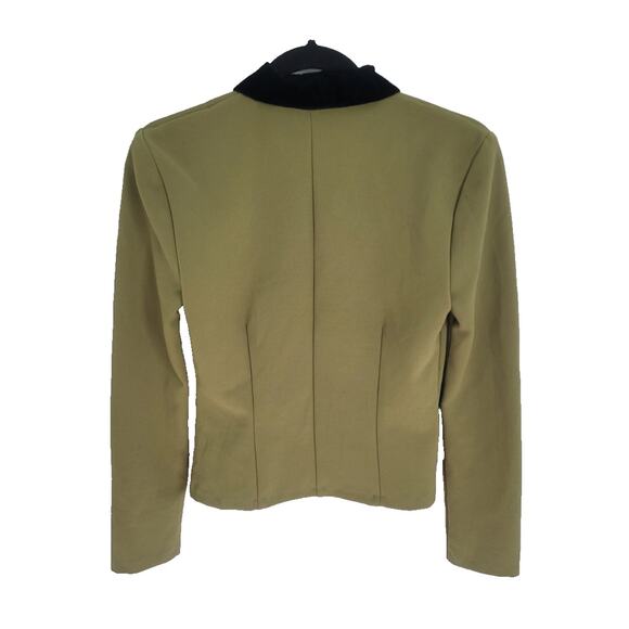 Vintage Velvet Collared Button Jacket Blazer Size 6 Green Preppy Retro Old Money - Picture 2 of 9